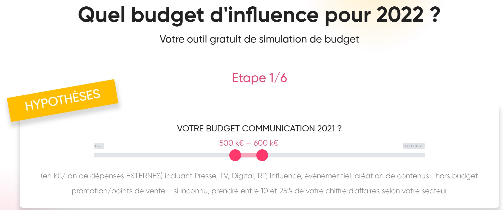 outil gratuit de simulation de budget d’influence 2022