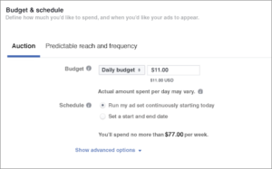 define facebook ad budget