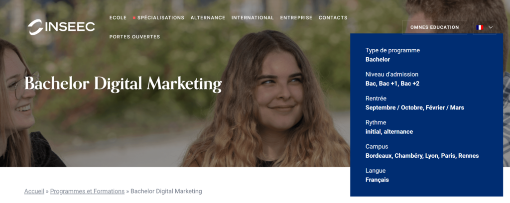 INSEEC Bachelor Digital Marketing